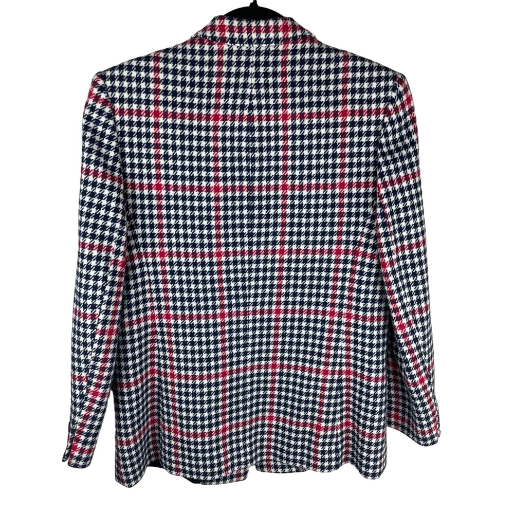 Pendleton Blazer Jacket Wool Houndstooth Navy Red… - image 8